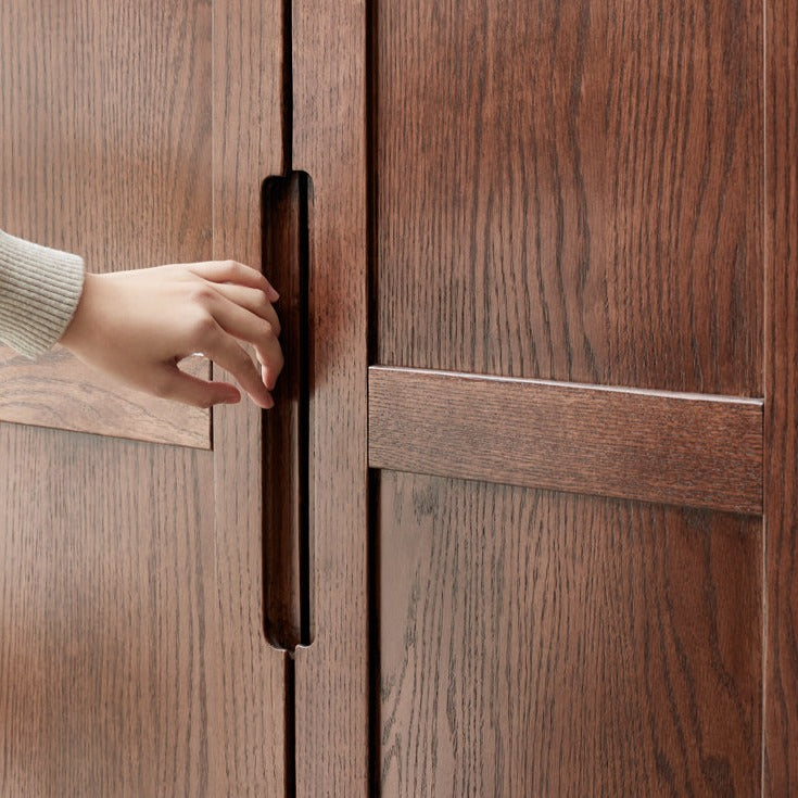 Oak Solid Wood Walnut Color Wardrobe.