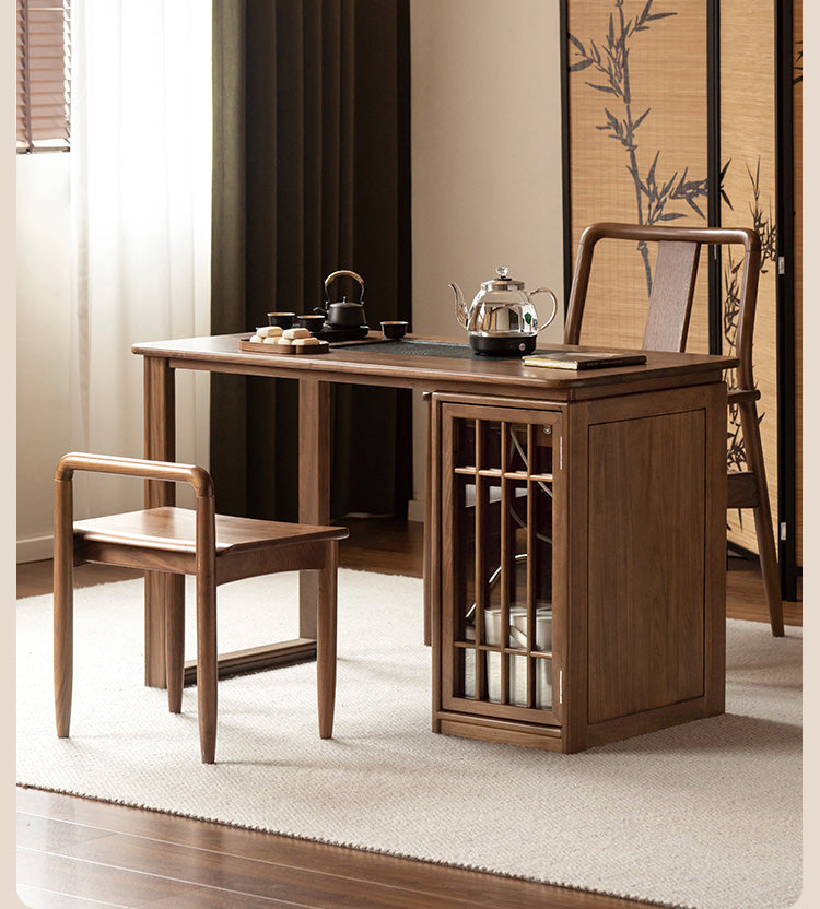 Black Walnut, Oak Solid Wood Large Plate Tea Table.