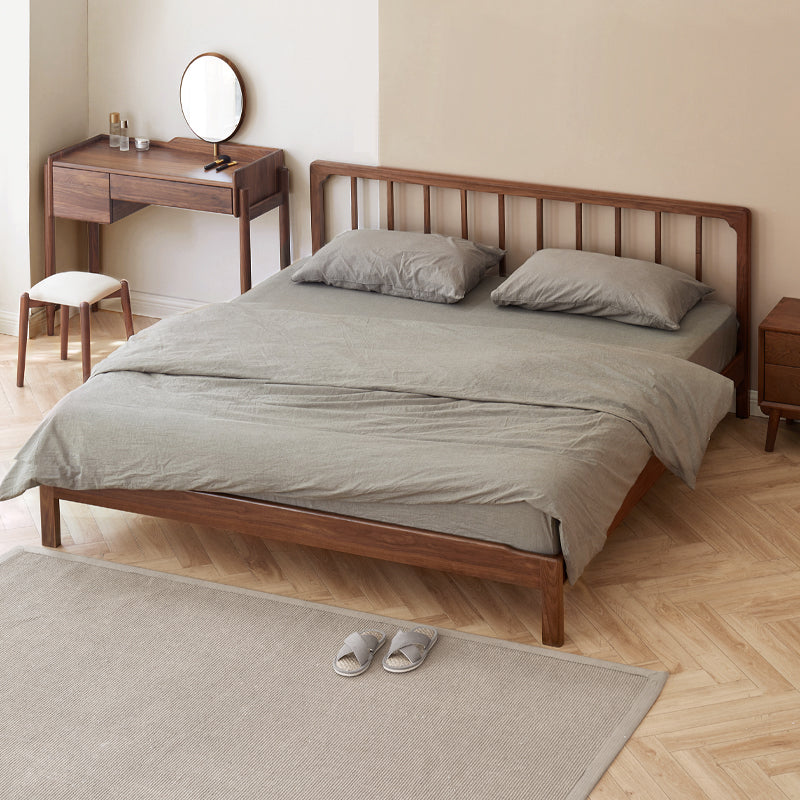 Ash, Black Walnut Solid Wood Nordic Simple Bed