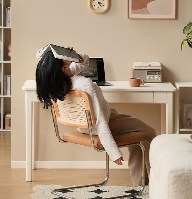 Solid RubberWood Wood Office Desk with Drawer