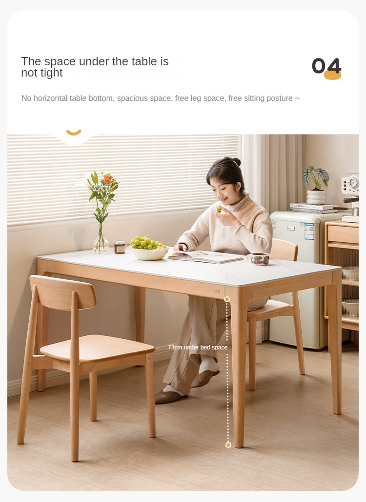 Beech Solid Wood Rectangular Slate Dining Table