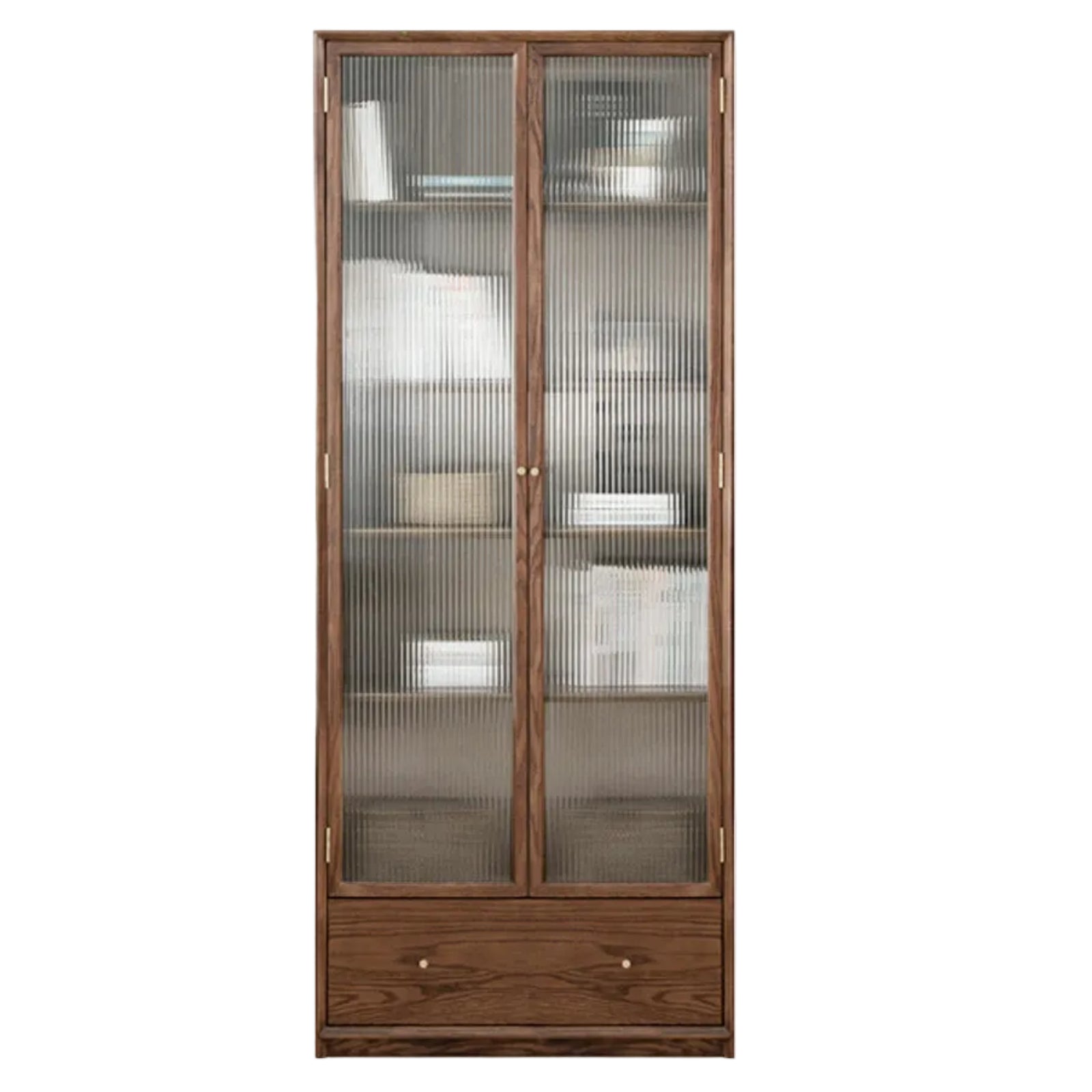 Oak, Ash Solid Wood Modular Bookcase with Glass Doors