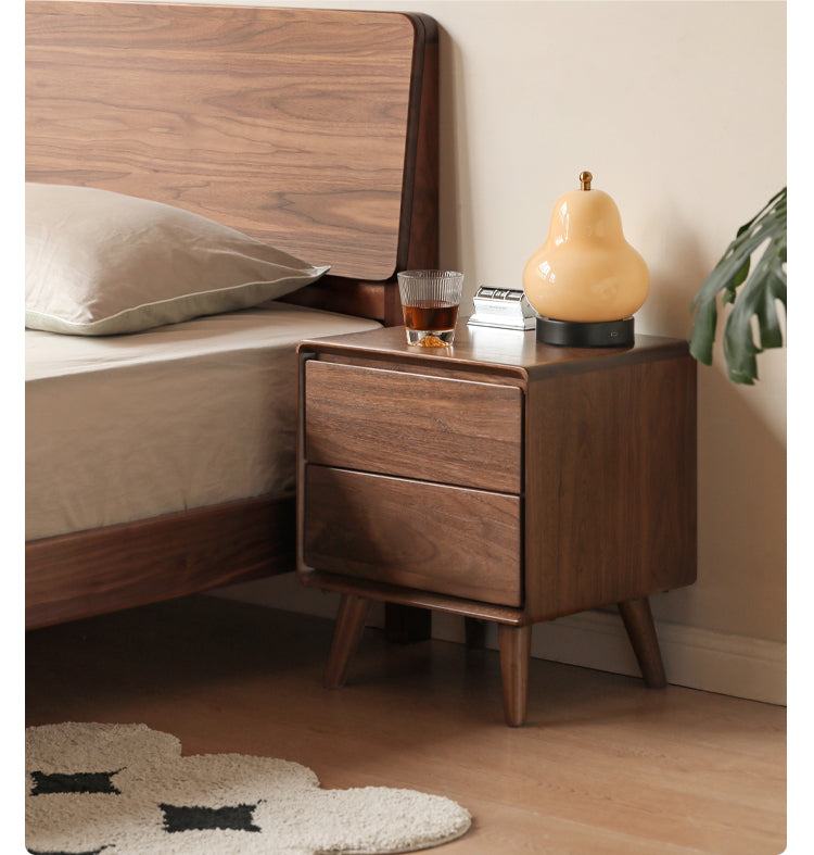 Black Walnut, South American Walnut, White Ash, Oak, Red Zebrawood Solid Wood Classic Nightstand.