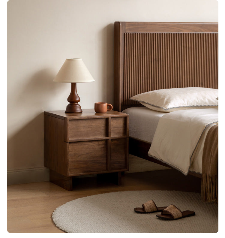 Black Walnut, Ash, Oak Solid Wood Storage Bedside Nightstand ,