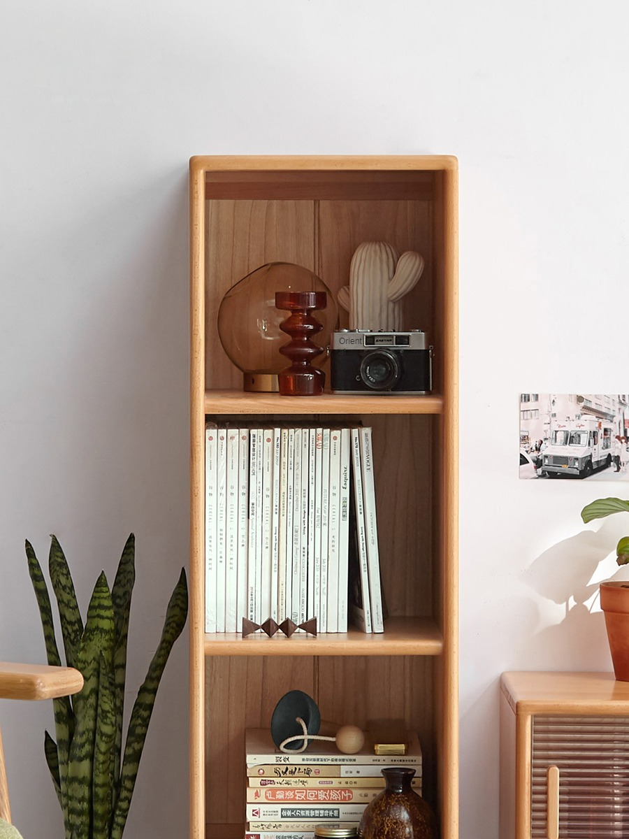 Beech Solid Wood Small Bookshelf Side Cabinet