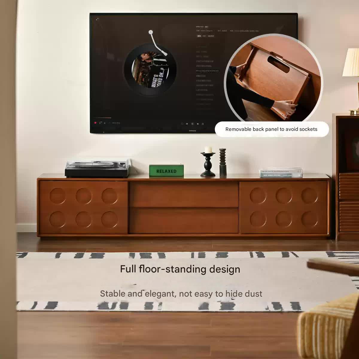 Poplar Solid Wood Medieval Style Retro TV Cabinet.