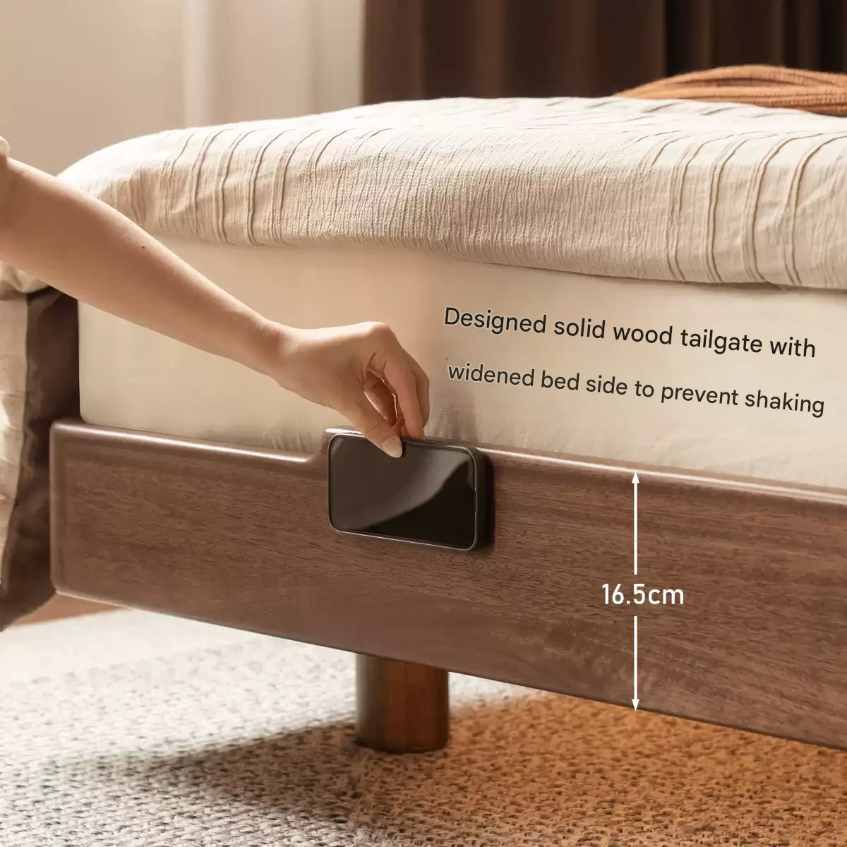 Sandalwood Solid Wood Modern Simple luminous Multifunctional Bed