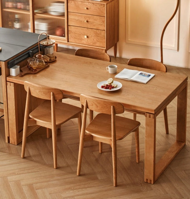 Cherry Wood Dining Table Island Table Integrated Large Board