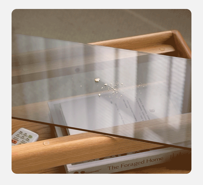 Oak, Beech, Poplar, Black Walnut Solid Wood Mobile Glass Side Table
