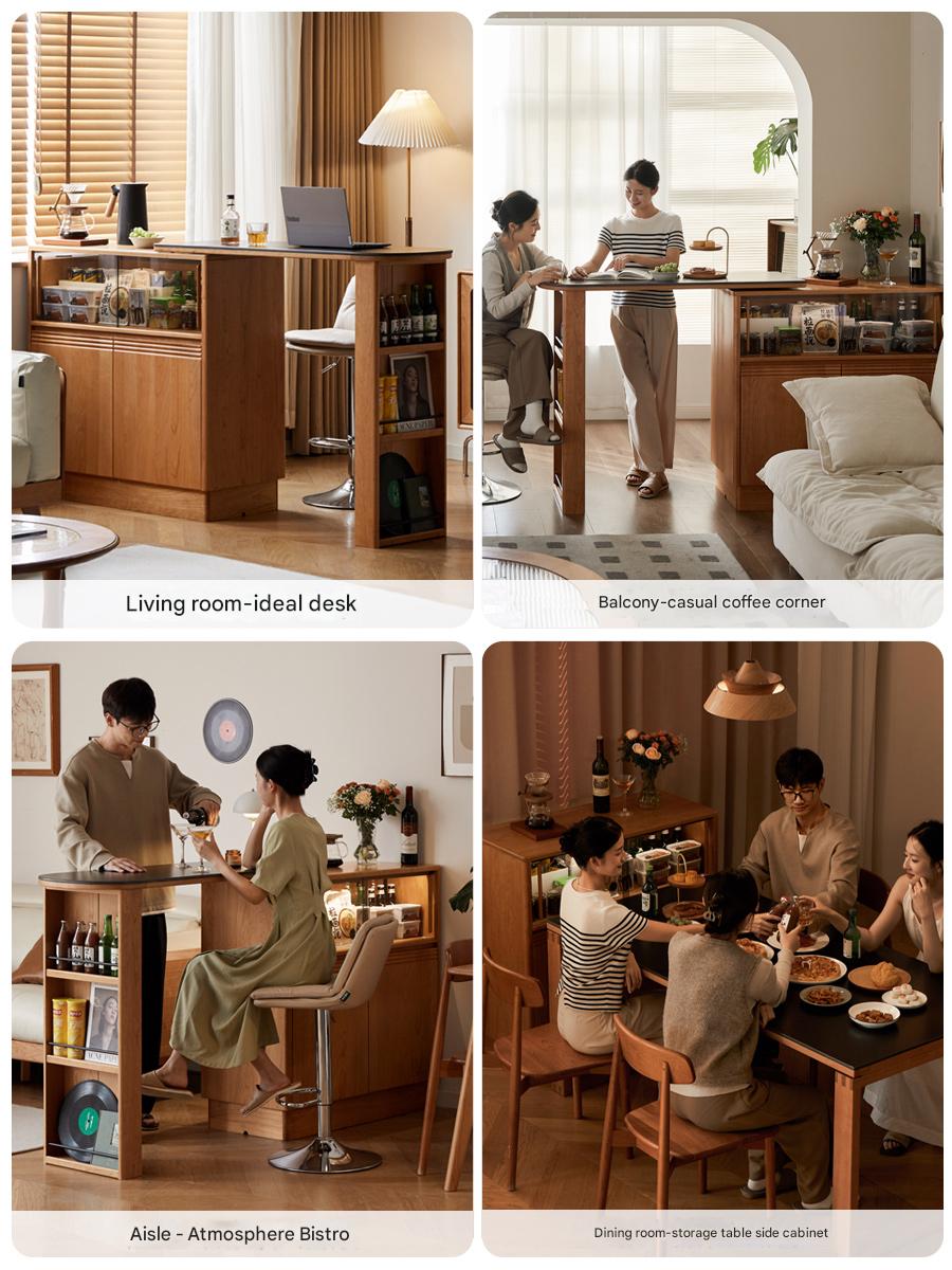 Cherry Solid Wood Telescopic Bar Table