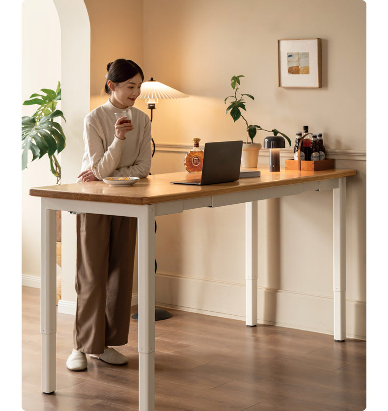 Oak Solid Wood Electric Elevating Dual Motor Office Desk