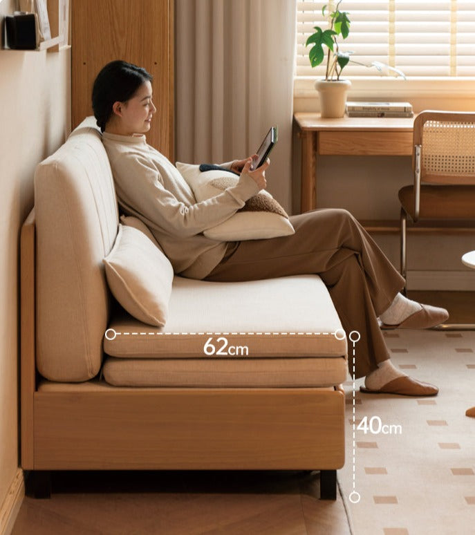 Beech Solid Wood Retractable Fabric Sofa Bed.
