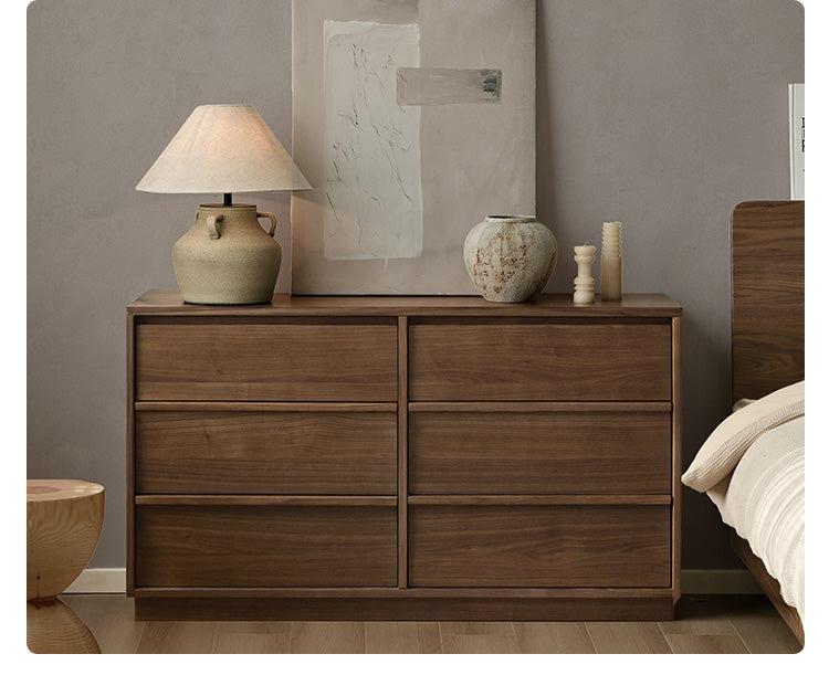 Black Walnut, Poplar Solid Wood Drawer Cabinet