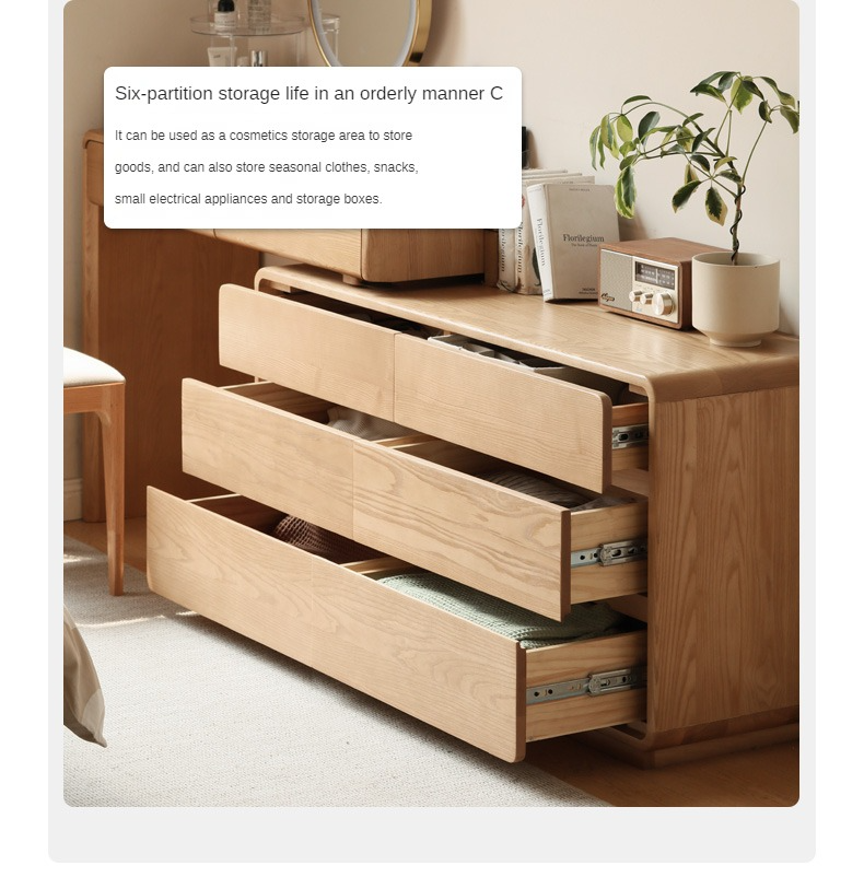 Ash Solid Wood Telescopic Dressing Table Integrated Storage.
