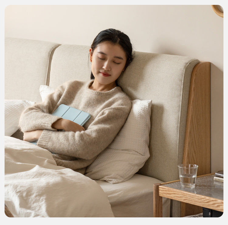Rubberwood, Oak solid wood Soft Bed