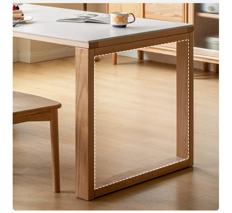 Oak Solid Wood Island + Table Integrated Retractable Rock Board