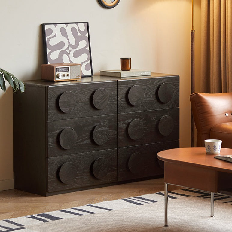 Oak Solid Wood Chest of Drawers Retro Black