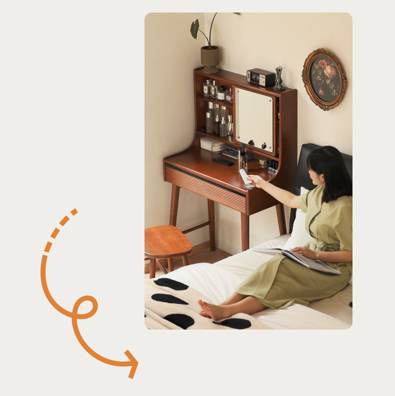 Poplar Solid Wood Retro Vanity Table.