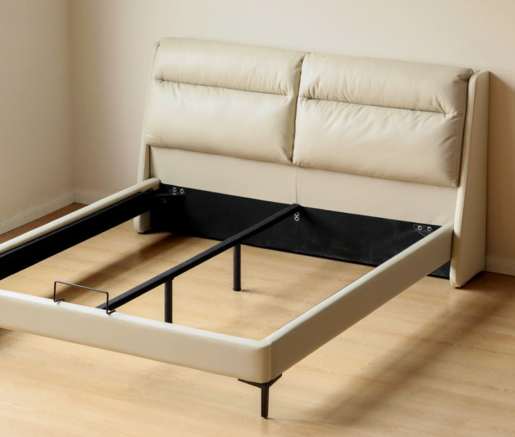 Cream Style Leather First Layer Cowhide Bed