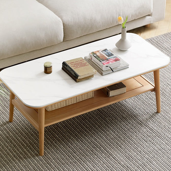 Oak, Beech Solid Wood Slate Coffee Table