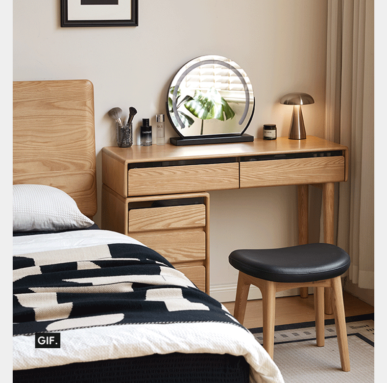 Ash Solid Wood Modern Retractable Dressing Table