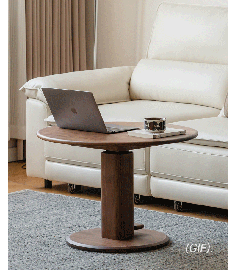 Black Walnut, Golden Sandalwood, Oak Round Solid Wood Coffee Table