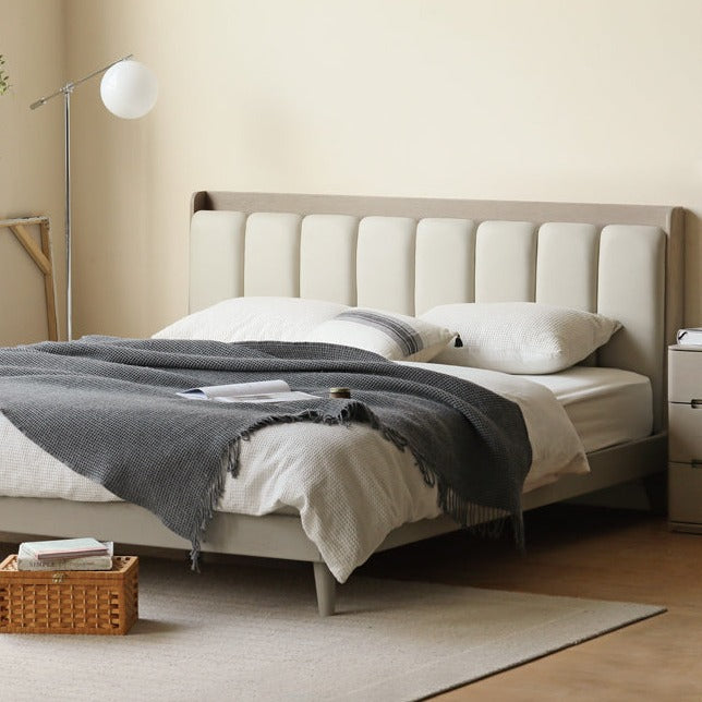 Oak, Poplar Solid Wood Piano Key Bed, Technology Cloth