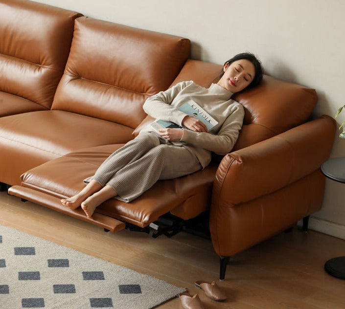 Leather Sofa, Head Layer, Cowhide Electric Sofa.