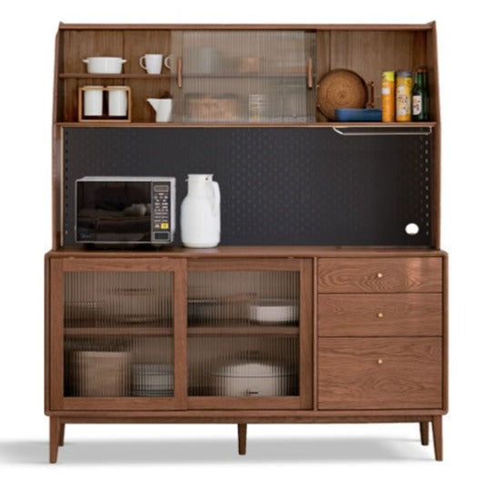 Solid Rubberwood, Oak Solid Wood Sideboard, Buffet Cabinet