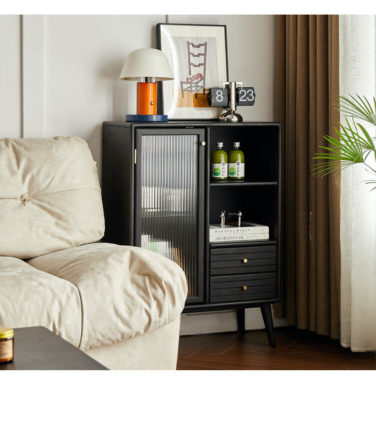 Solid Rubberwood Nordic Black Modern Sideboard