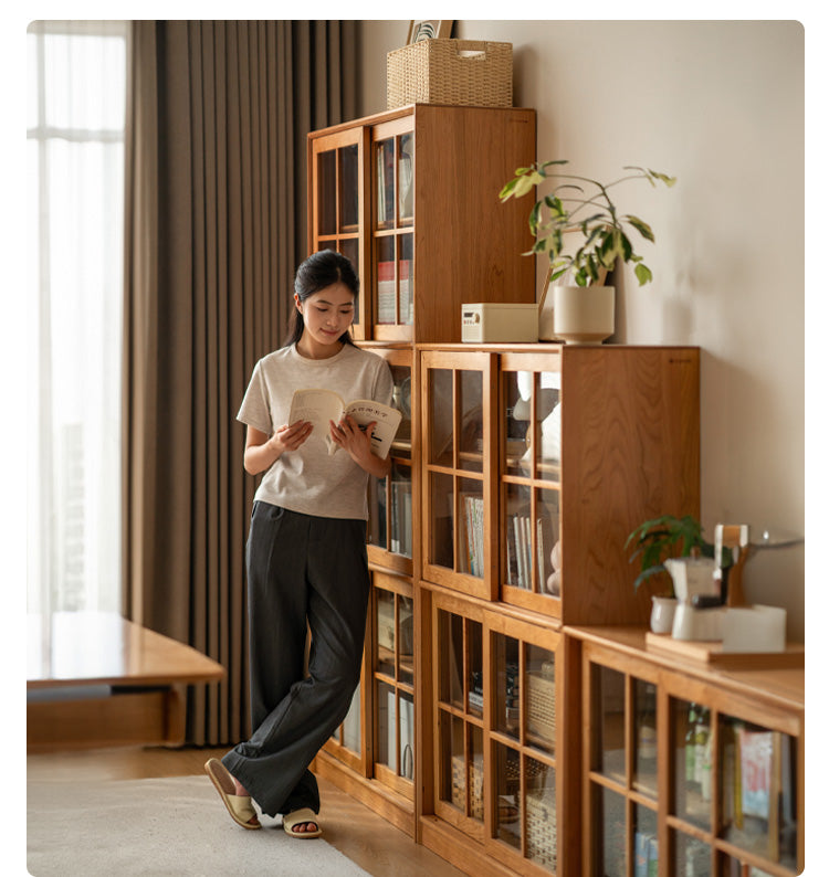 Cherry Solid Wood Medieval Style Bookcase