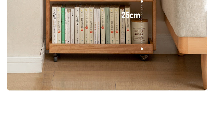Oak Solid Wood Mobile Storage Rack Cart Ultra Narrow