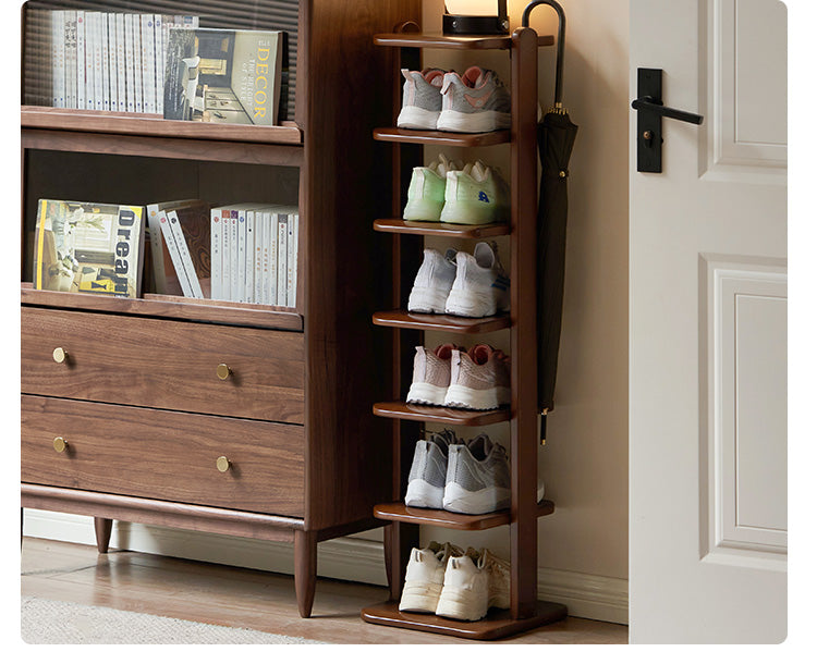 Beech Solid Wood, Solid Rubberwood Ultra-Narrow Shoe Cabinet