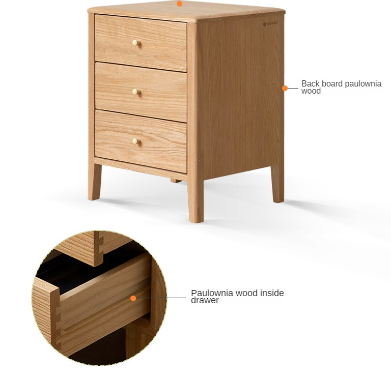 Solid RubberWood, Oak Solid Wood Modern Nightstand)