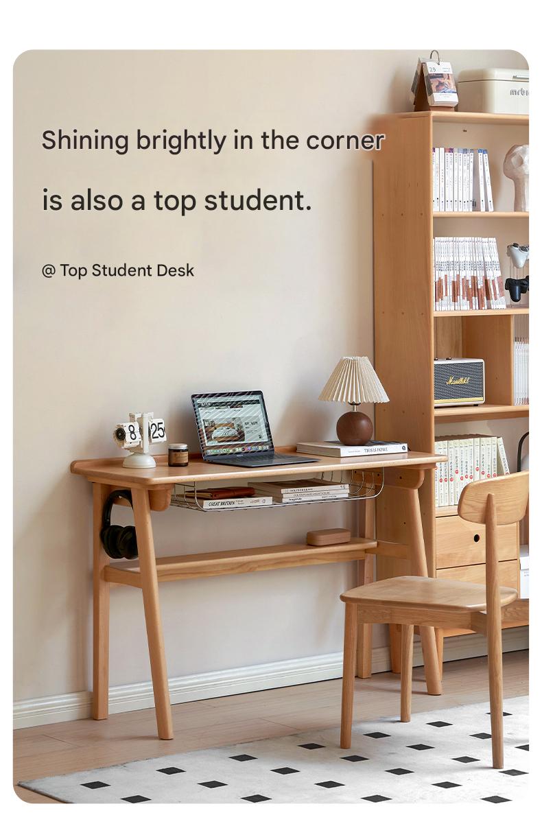 European Beech Solid Wood Ultra Narrow Writing Desk.