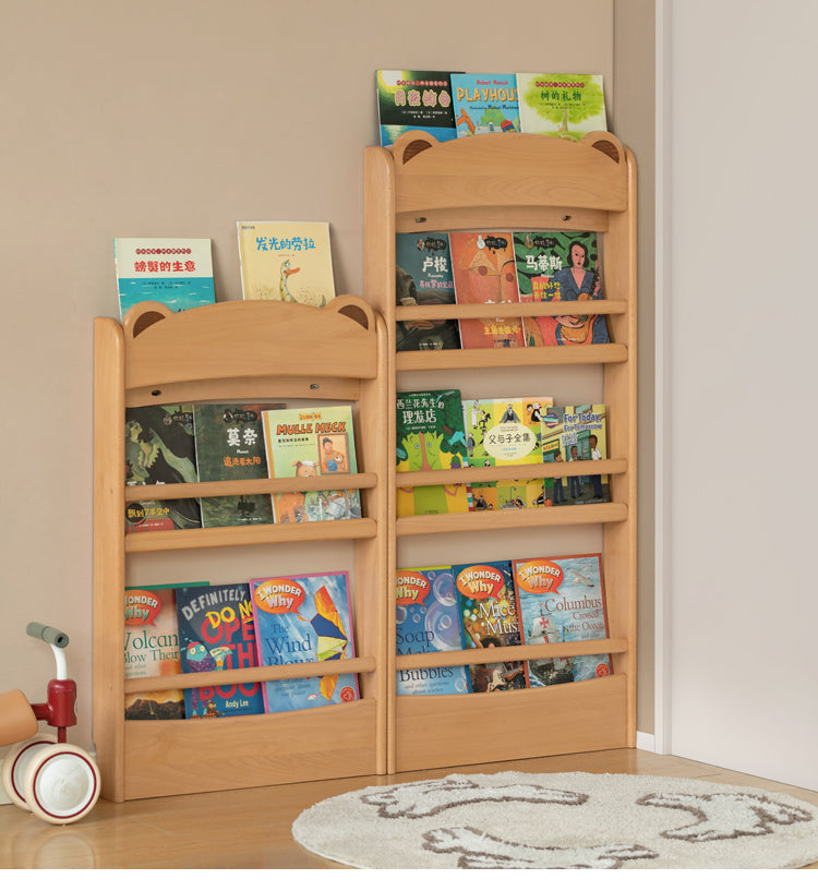 Beech Solid Wood Children's Multi-Layer Narrow Bookshelf.