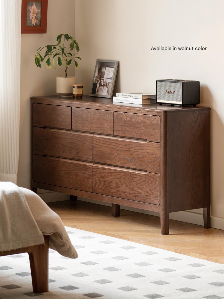Oak Solid Wood Seattle Wide Chest of Drawers