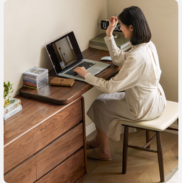 Black Walnut, Golden Sandalwood Telescopic Vanity Table.