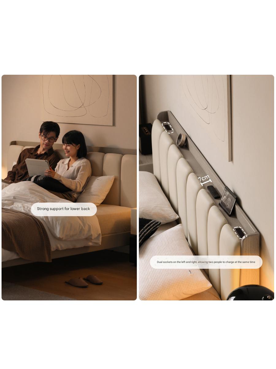 Oak, Poplar Solid Wood Piano Key Bed, Technology Cloth