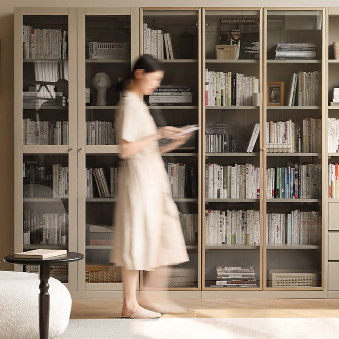 Poplar Solid Wood Bookcase Light Luxury Style
