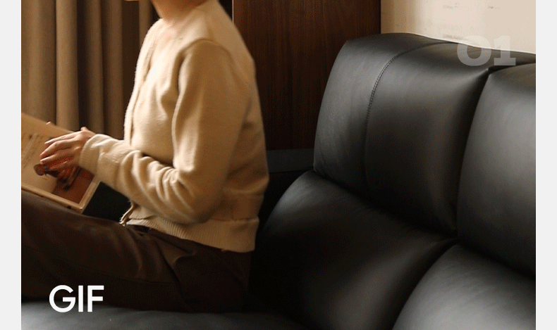 Leather Sofa First Layer Yellow Cowhide Tofu Block Leather Sofa.