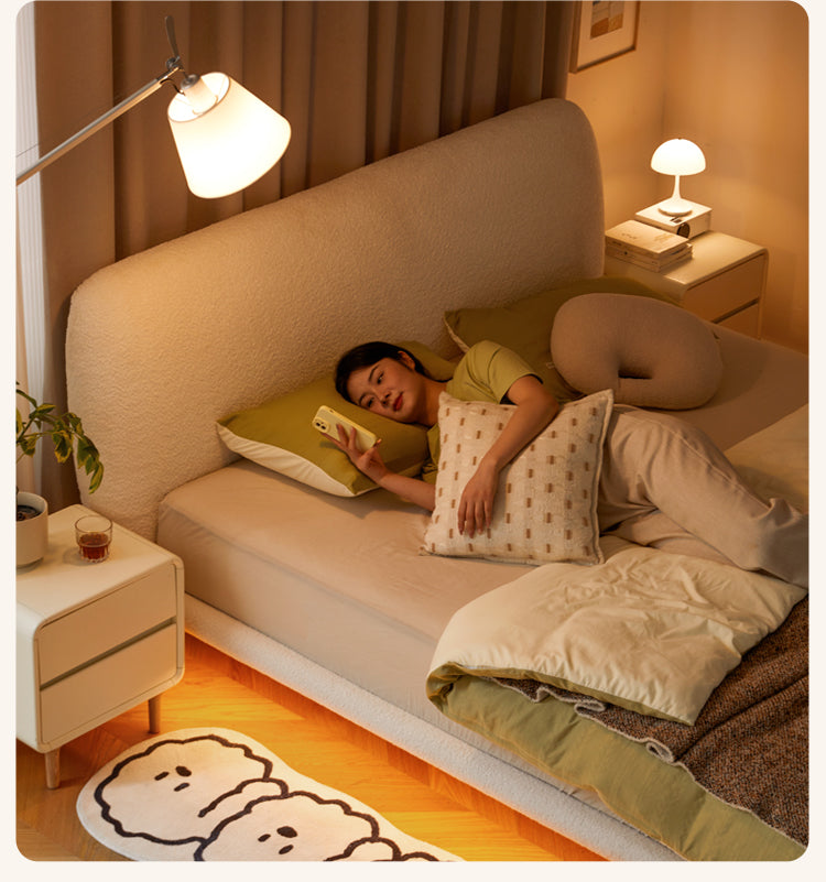 Fabric Soft Luminous White Suspension Imitation Lamb Fleece Bed