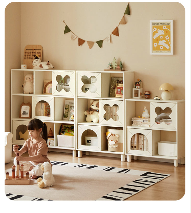 Rubber Solid Wood Modern Cream Style Floor Children's Bookcase