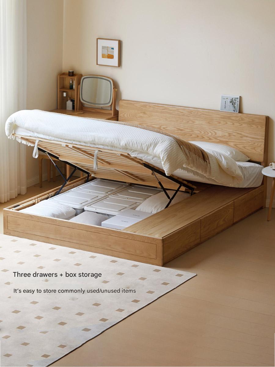 Ash, Oak, Black Walnut Solid Wood Box Bed Modern