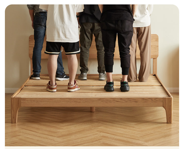 Oak Solid Wood,Rubber Wood Bed Modern Nordic