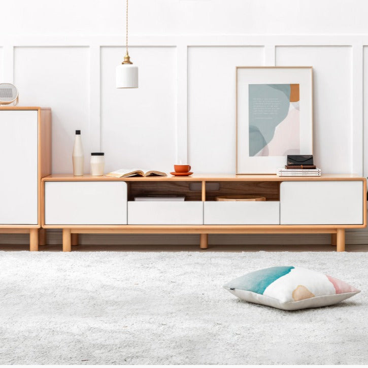 Oak Solid Wood TV Cabinet with Storage.
