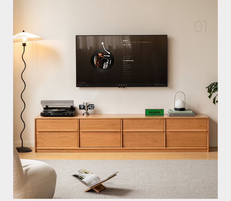 Сherry Solid Wood Modern Floor Storage Locker TV Cabinet.