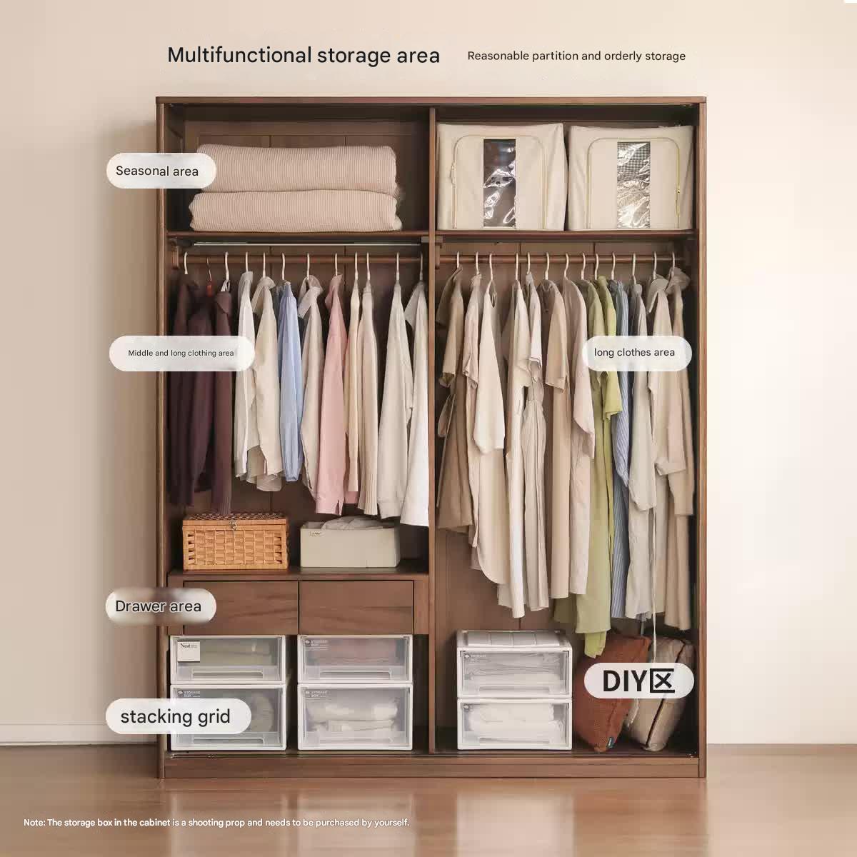 Sandalwood Solid Wood Modern Sliding Door Wardrobe.