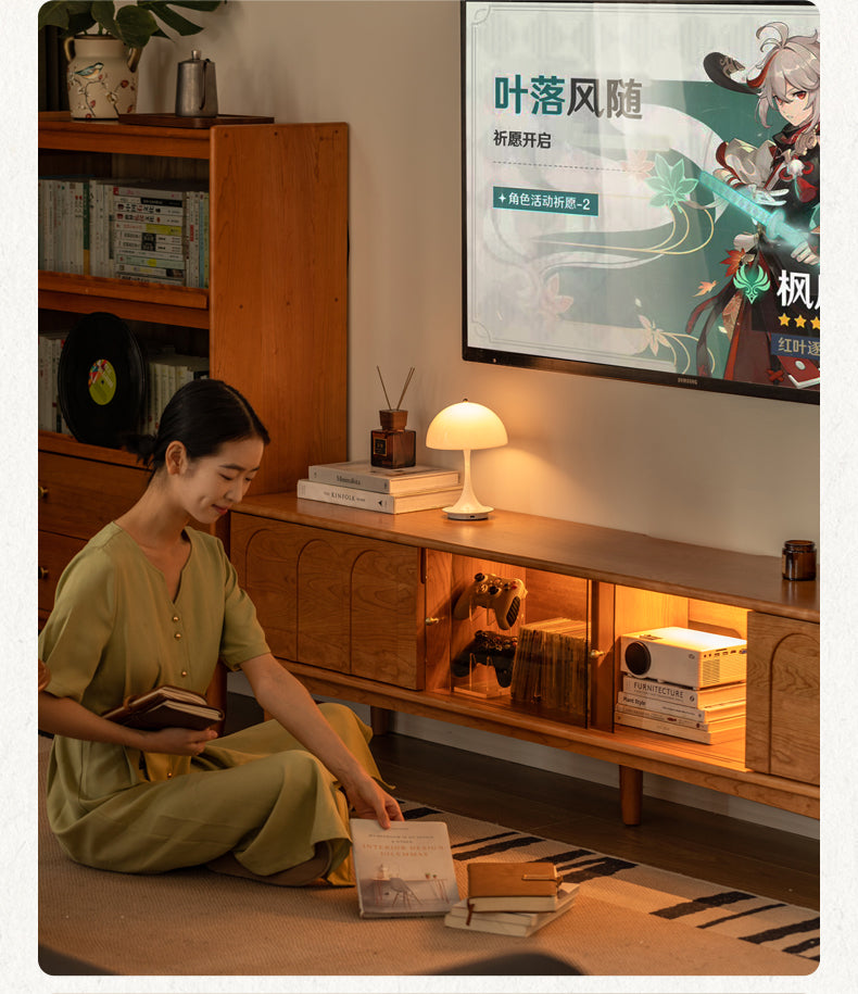 Cherry, Poplar Solid Wood French Retro Style TV Cabinet.