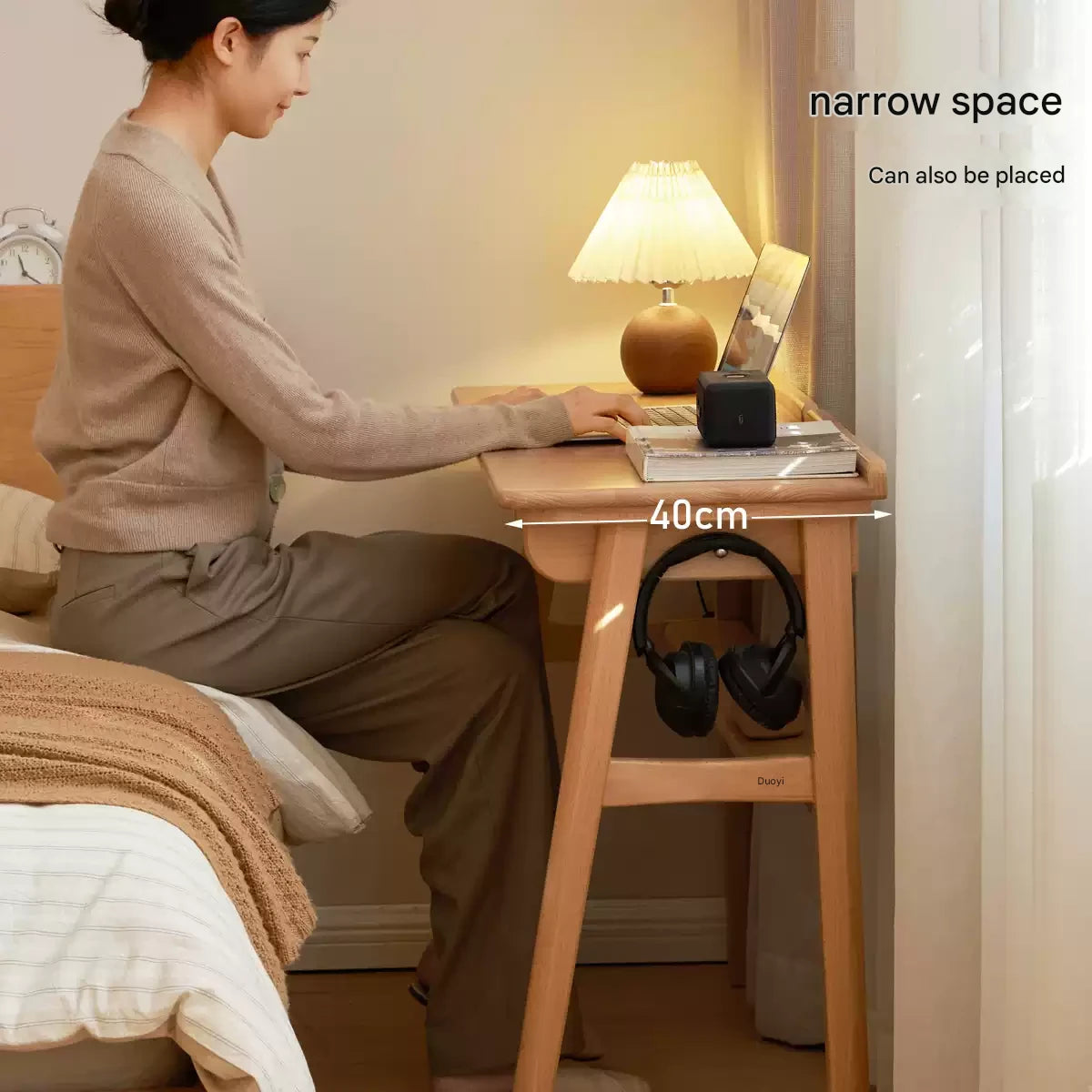 European Beech Solid Wood Ultra Narrow Writing Desk.